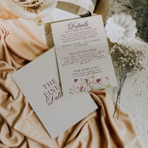 Nouveau Art Watercolor Floral Wedding Details Enclosure Card
