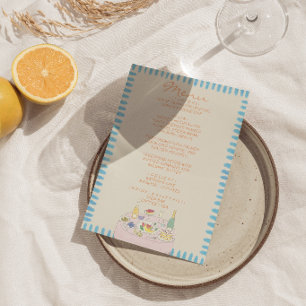 Nouveau Art Watercolor Hand Drawn Colourful Weddin Menu