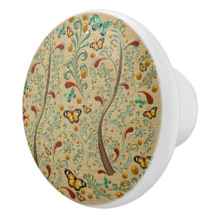 Nouveau Butterflies and Orange Tree's  Ceramic Knob