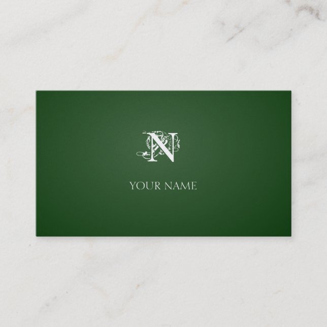 Nouveau Dark Green Golden Business Card (Front)
