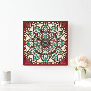 Nouveau Desert Flower Square Wall Clock