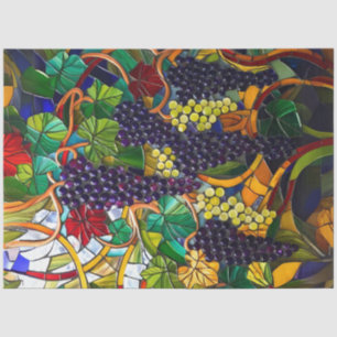 Nouveau Faux Stained Glass Grapes Decoupage Paper
