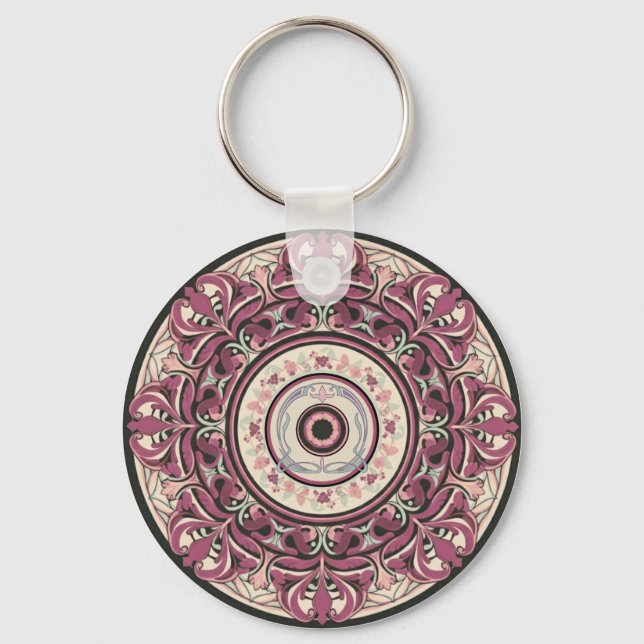 Nouveau Floral Mandala Key Ring (Front)