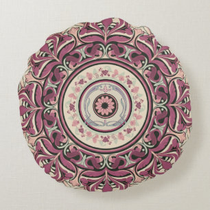 Nouveau Floral Mandala Round Cushion