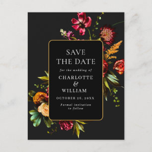 Nouveau Flowers Wedding Save the Date QR Code Postcard