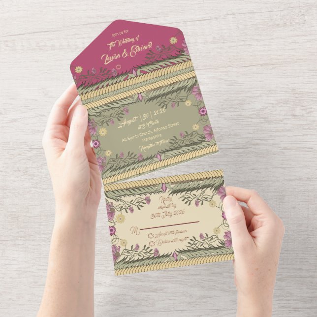 Nouveau frame - Wedding all in one Invitation (Tearaway)