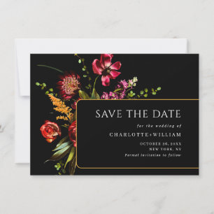 Nouveau Garden Flowers Wedding QR code Save The Date