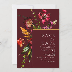 Nouveau Garden Flowers Wedding QR code Save The Date
