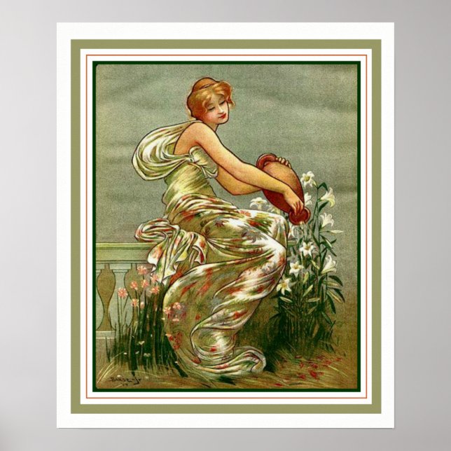 Nouveau "Girl with Urn" Poster by George Barse (Front)