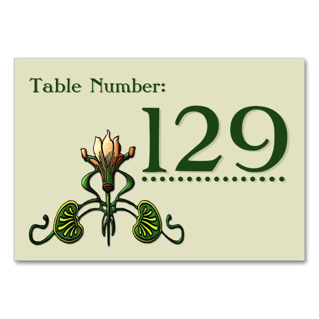Nouveau Lilies (Table Number Cards) Table Number (Front)