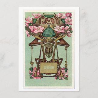 Nouveau May Gemini zodiac birthday Invitation