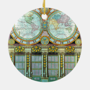 Nouveau Monde -Old-Cartographic-Maps Ceramic Tree Decoration