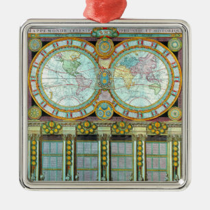 Nouveau Monde -Old-Cartographic-Maps Metal Tree Decoration