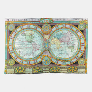 Nouveau Monde -Old-Cartographic-Maps Tea Towel