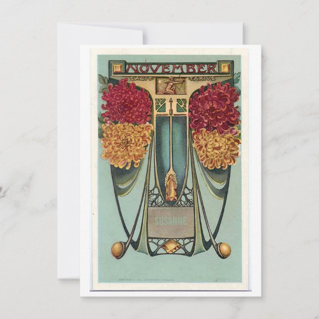 Nouveau November Sagittarius birthday Invitation (Front)