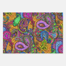 Nouveau Paisley Floral Sampler Guitar Set Wrapping Paper Sheet