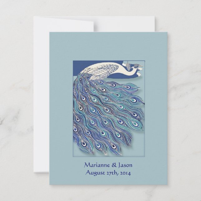Nouveau Peacock Wedding Invitation (Front)
