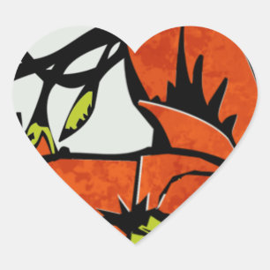 Nouveau Poppies (Heart-shaped Stickers) Heart Sticker