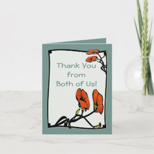 Nouveau Poppies (Thank You From Both Note) Thank You Card