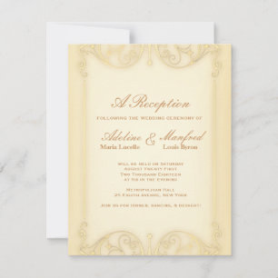 Nouveau Victorian: Pale Gold Fancy Wedding Invitation