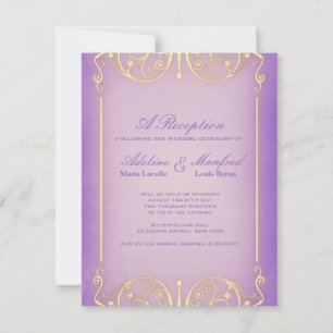 Nouveau Victorian: Pretty Lilac & Gold Wedding Invitation