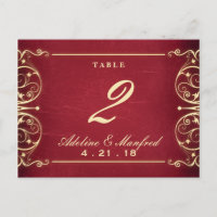 Nouveau Victorian: Red & Gold Table Number