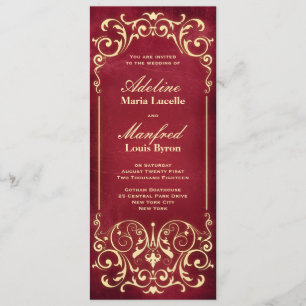 Nouveau Victorian: Red & Gold Wedding Invitation
