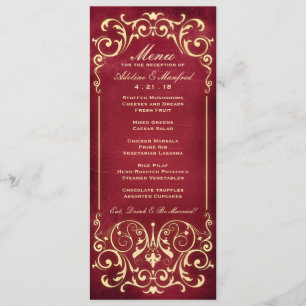 Nouveau Victorian: Red & Gold Wedding Menu