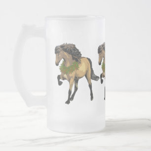 Nouvelle Icelandic Horse Christmas Frosted Glass Beer Mug