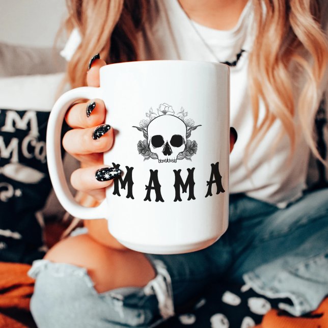 NOVA Black Floral Skull Halloween Mama Coffee Mug (Creator Uploaded)