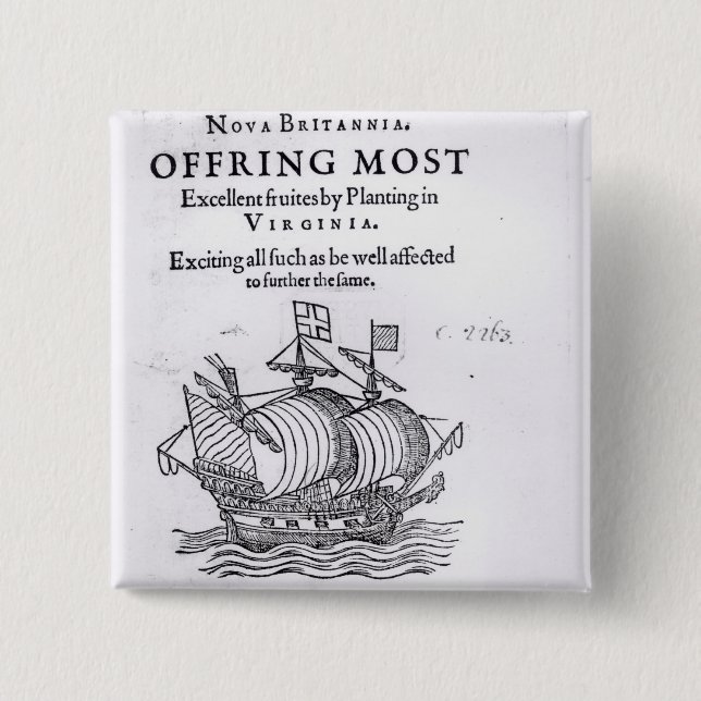 Nova Britannia. Offring Most Excellent Fruites 15 Cm Square Badge (Front)