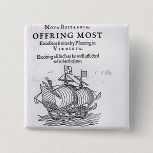 Nova Britannia. Offring Most Excellent Fruites 15 Cm Square Badge