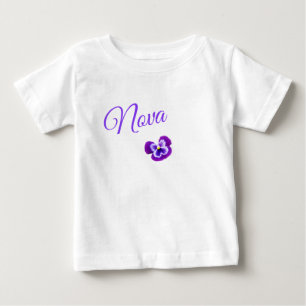 Nova, Girls Name With A Pretty Purple Pansy, Baby T-Shirt