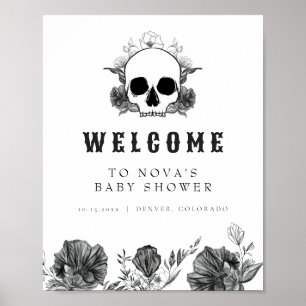 NOVA Gothic Skull Little Boo Baby Shower Welcome Poster