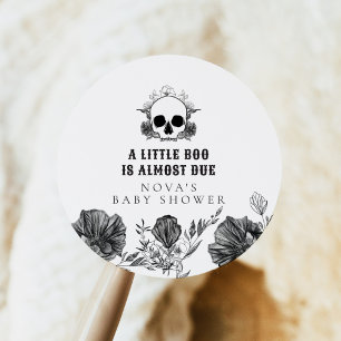 NOVA Gothic Skull Little Boo Halloween Baby Shower Classic Round Sticker