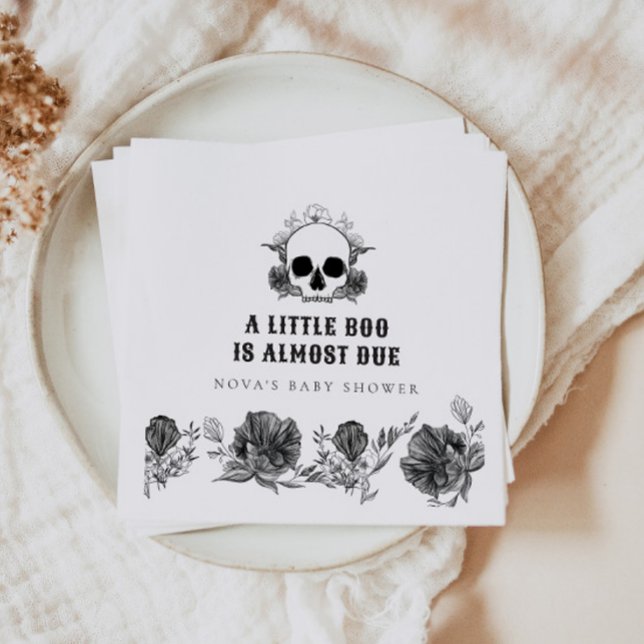 NOVA Gothic Skull Little Boo Halloween Baby Shower Napkin (Creator Uploaded)