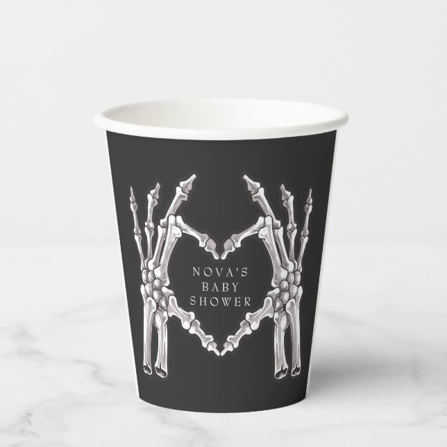 NOVA Halloween Skeleton Heart Hands Baby Shower Paper Cups (Front)