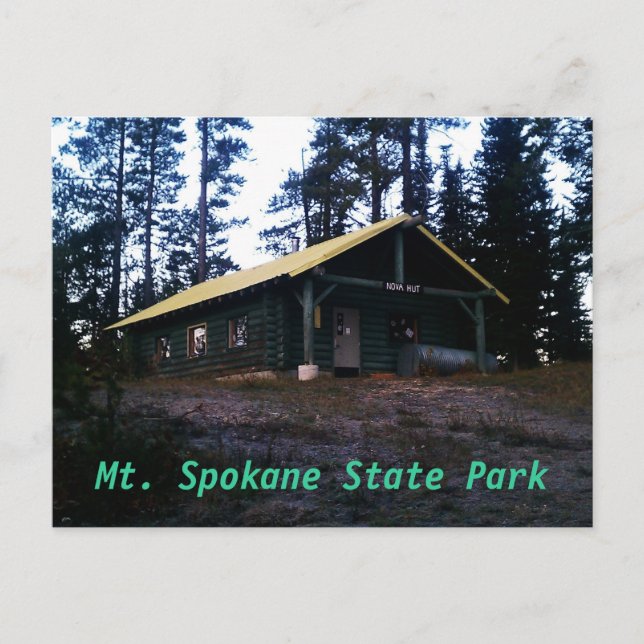 Nova Hut Mt. Spokane State Park Postcard (Front)