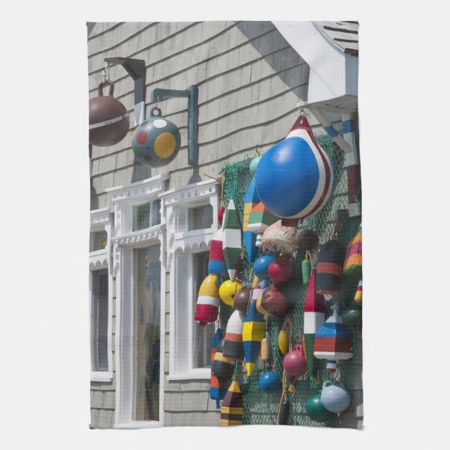 Nova Scotia, Canada. Buoy shop in  Blue Rocks in Tea Towel (Vertical)