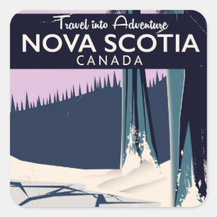 Nova Scotia, Canada holiday travel poster. Square Sticker