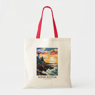 Nova Scotia Canada Lighthouse Travel Art Vintage Tote Bag