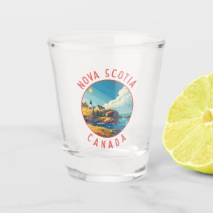 Nova Scotia Canada Retro Distressed Circle Shot Glass