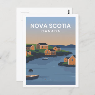 Nova Scotia Canada Travel Place Illustration Postcard