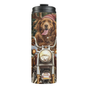 Nova Scotia Dog Riding Motorcycle Christmas Thermal Tumbler