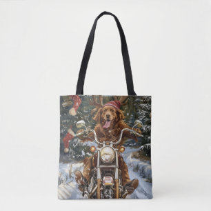 Nova Scotia Dog Riding Motorcycle Christmas Tote Bag