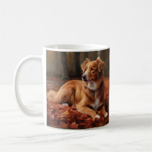 Nova Scotia Duck Terrier In Autumn Leaves Fall  Coffee Mug
