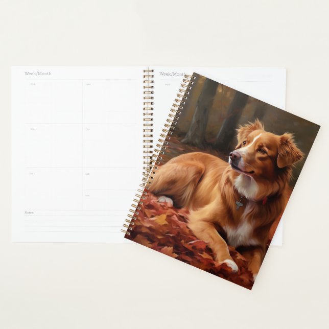 Nova Scotia Duck Terrier In Autumn Leaves Fall  Planner (Display)