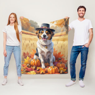 Nova Scotia Duck Toller Autumn Leaves Thanksgiving Fleece Blanket