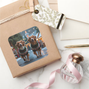 Nova Scotia Duck Toller Christmas Snow Holiday Square Sticker