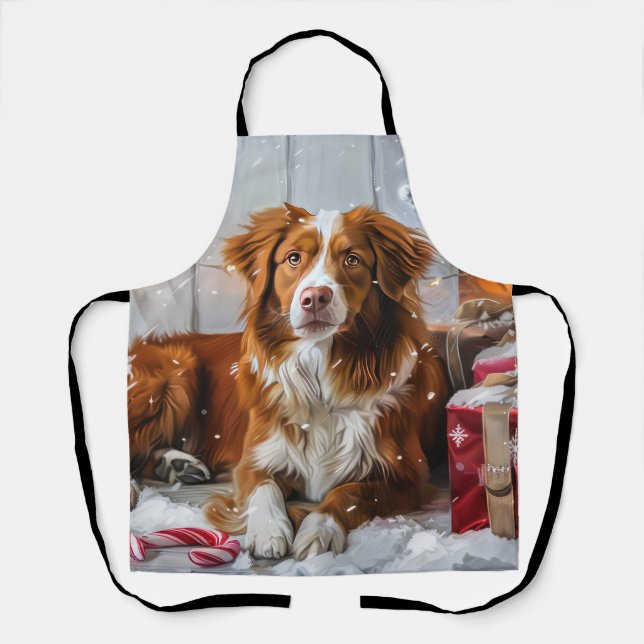 Nova Scotia Duck Toller Dog Christmas Festive Apron (Front)